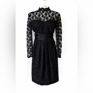 VTG Dark Coquette Lace Goth Dress Women’s  Size 2 Dark Romantic Long Sleeve